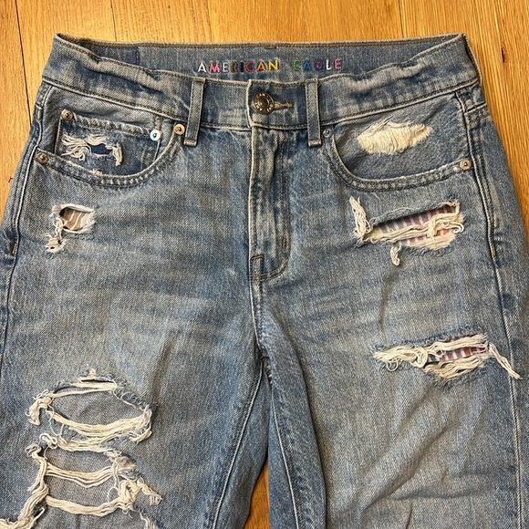 American Eagle Jeans Pride Ripped 90s Straight Rainbow Size 2 - Picture 4 of 8